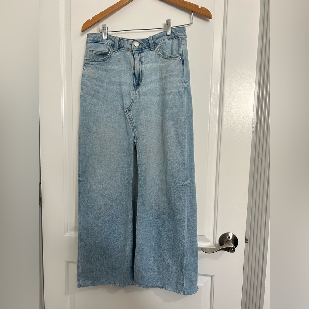 Zara High Waisted Midi Denim Skirt size small western 90s